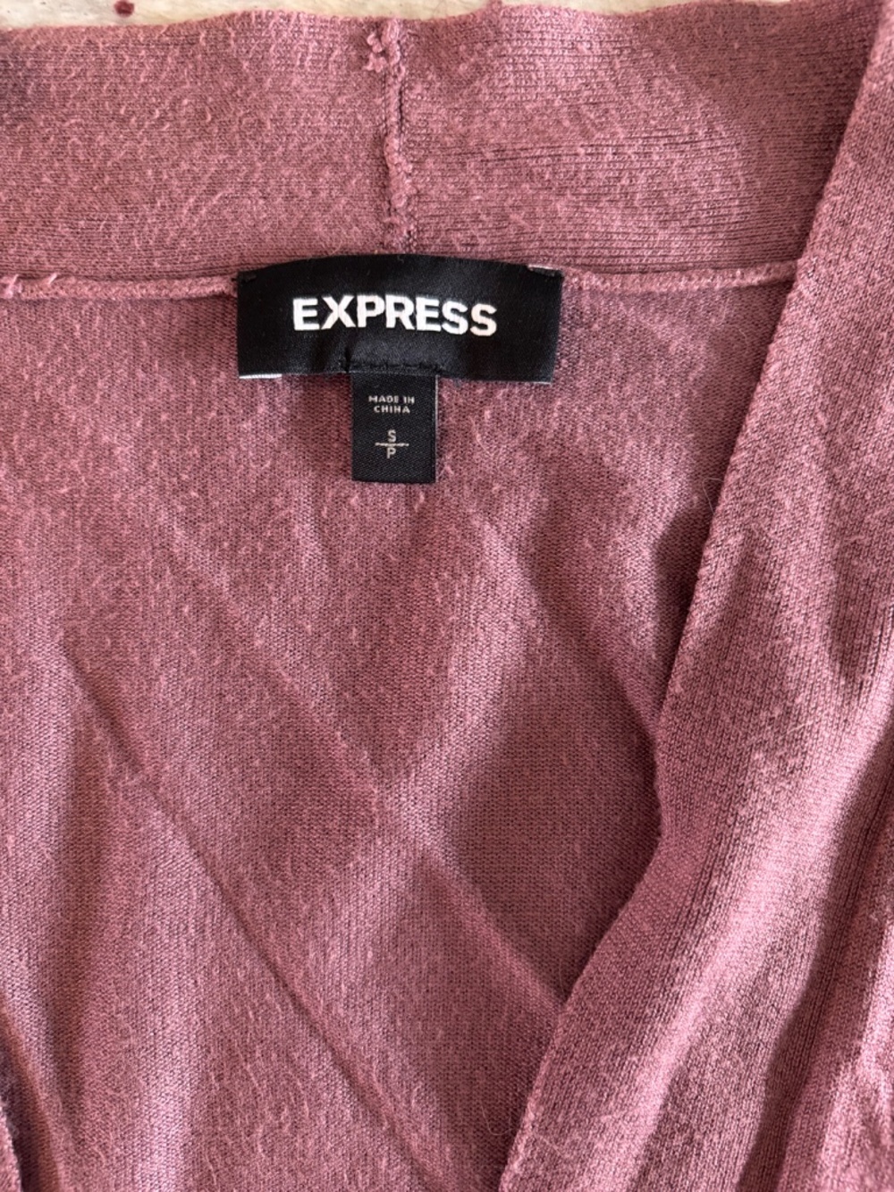 Express Womens Long Cardigan - Dark Pink Open Front with Pockets Size S - Picture 2 of 3